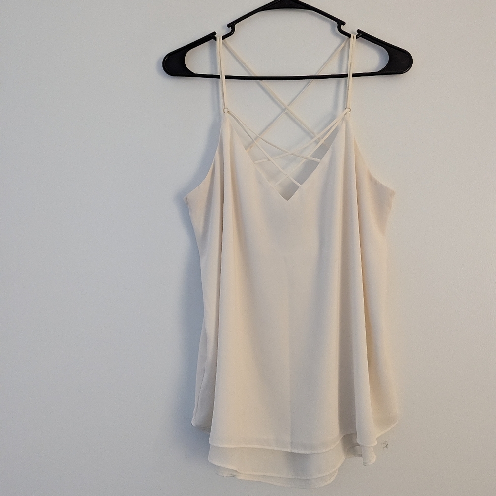 Express White Silky Strappy Criss-Cross Tank Top - Flowy & Bridal Chic - Picture 6 of 6